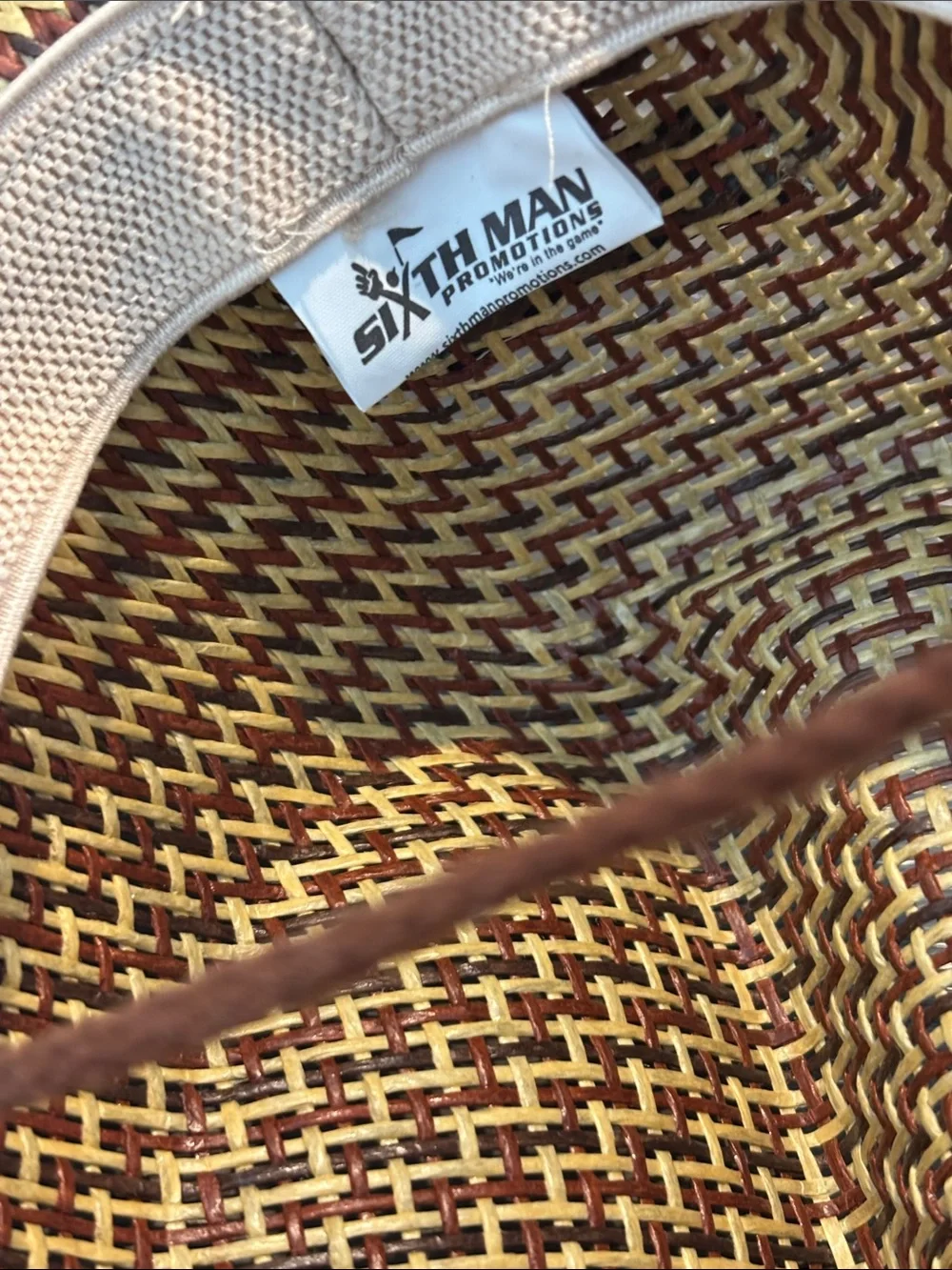 Angel Baseball Wide-Brim Straw Hat with Red 'A' Patch - Brown/Beige